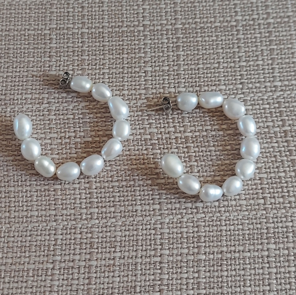 Handmade White Pearl Earrings